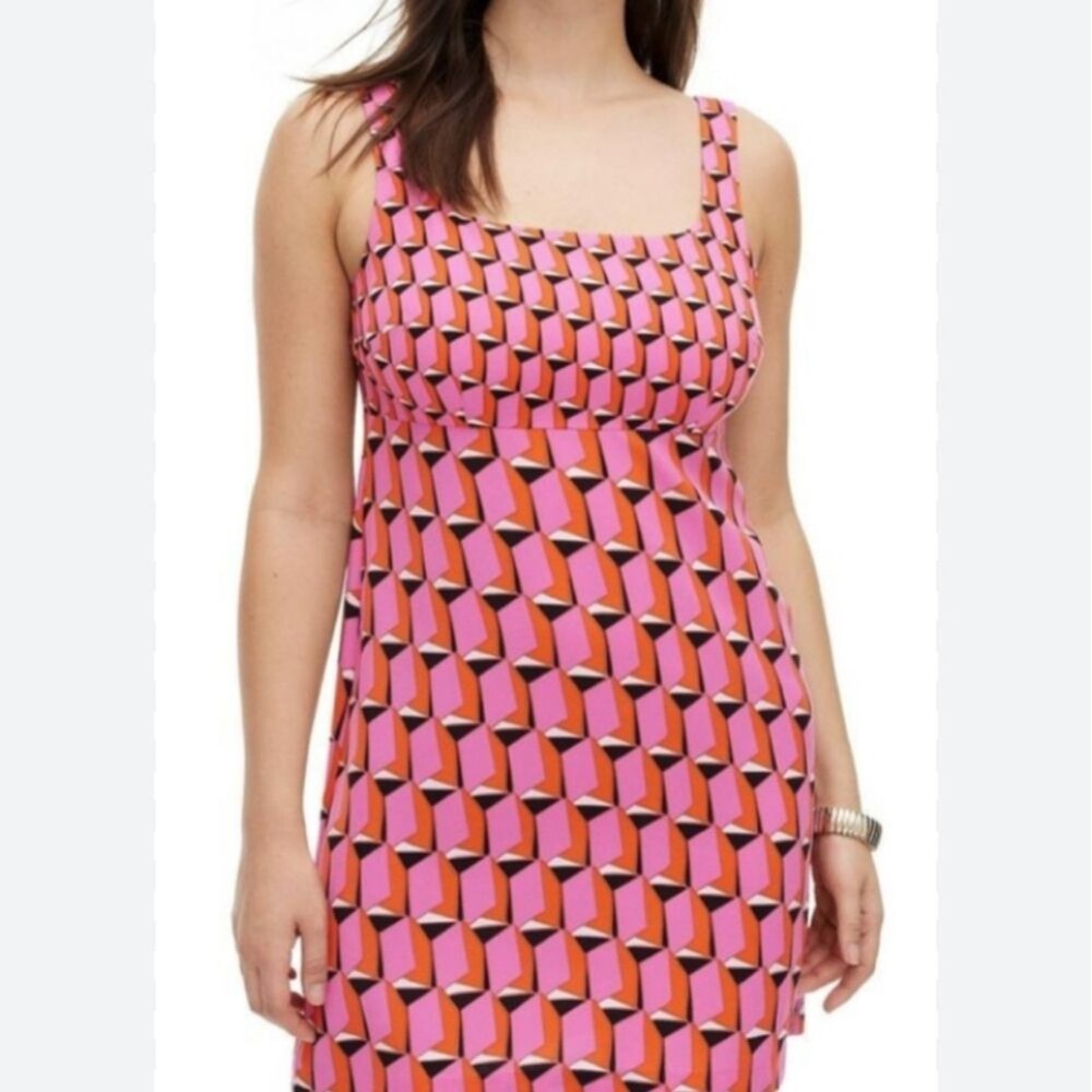 DVF Diane Von Furstenberg X Target Womens Sz 24 Shift Pink Modern Geo MiniDress